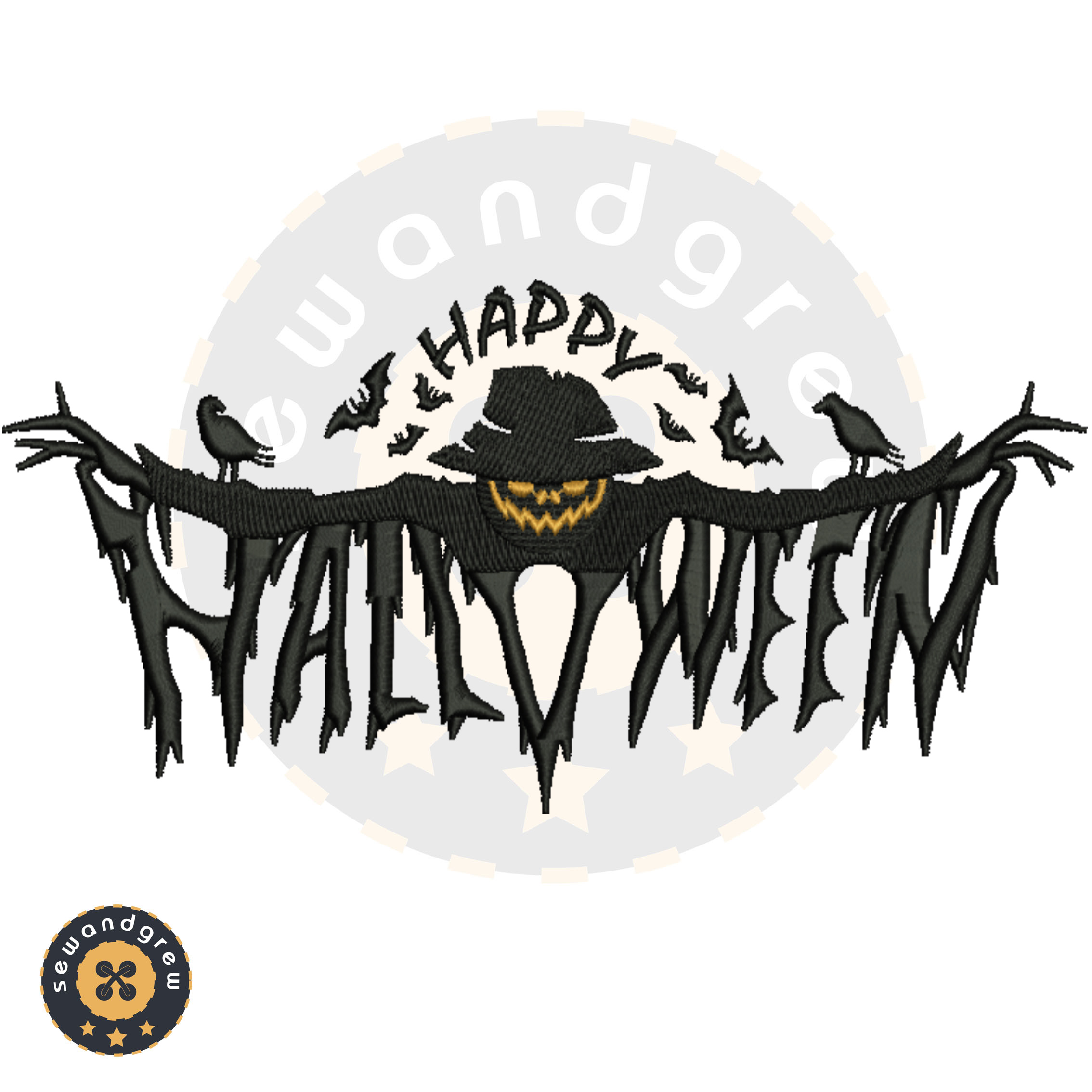Happy Halloween Embroidery Design