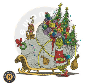 THE GRINCH'S SLEIGH EMBROIDERY PATTERN