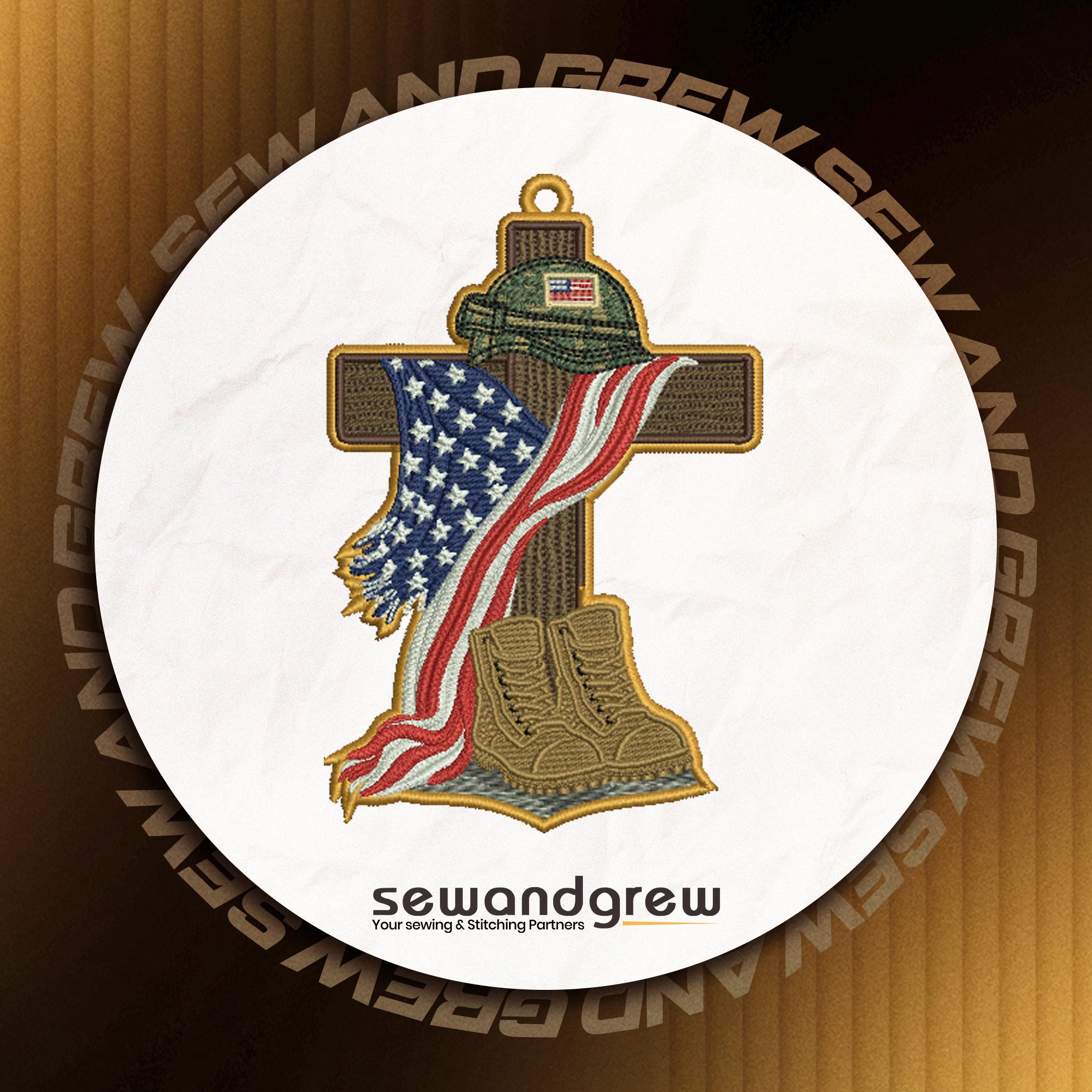 Soldier Pride Ornament Embroidery Design