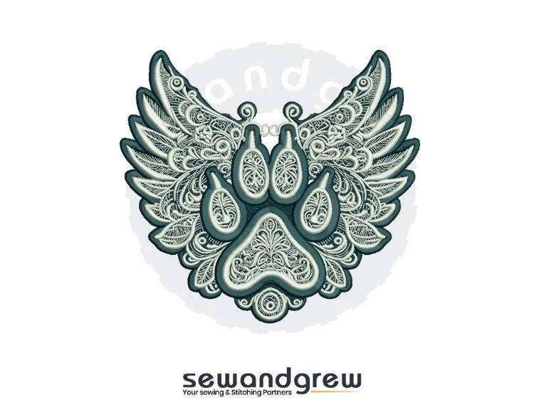 Paw Wings Embroidery design
