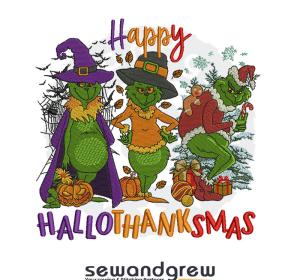 Happy Thanksmas Embroidery Design