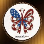 USA Butterfly FSL Embroidery Design