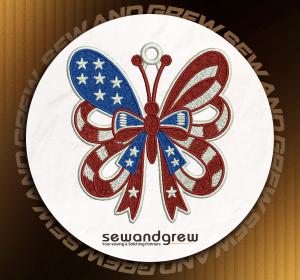 USA Butterfly FSL Embroidery Design