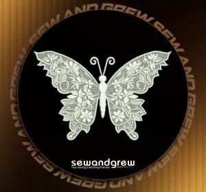 FSL White Butterfly Embroidery design